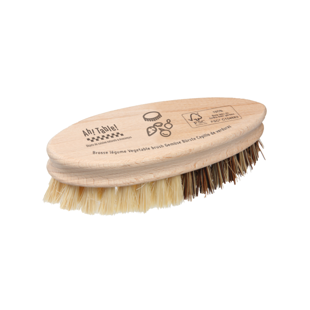 Brosse légumes en hêtre 2 duretés