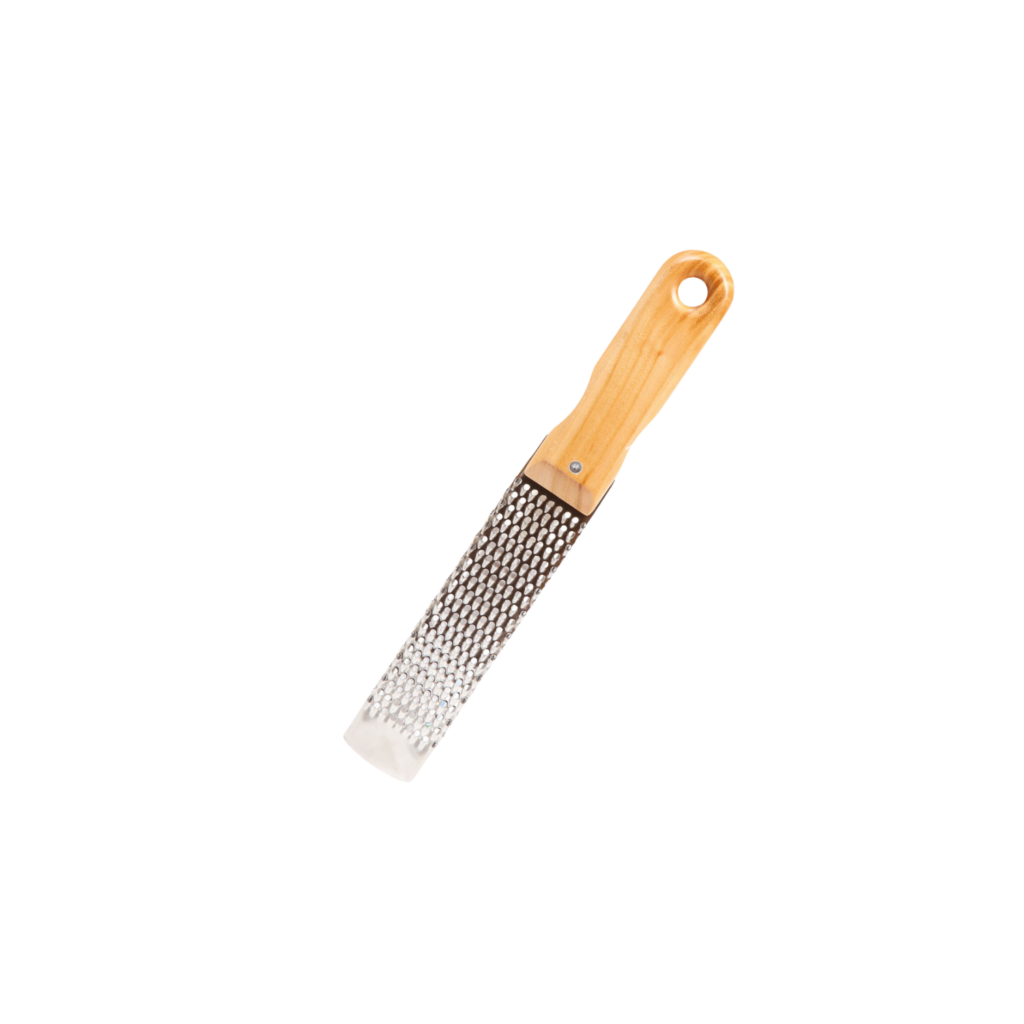 Râpe à fromage inox avec poignée bois