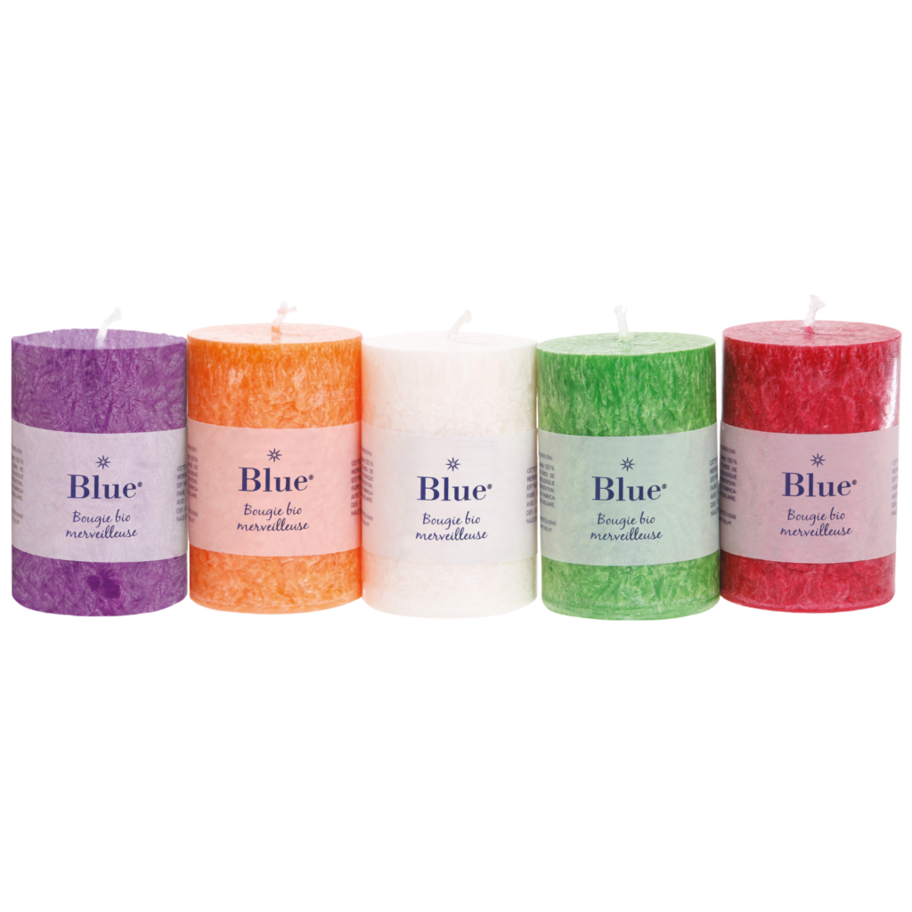 Bougie cylindre couleur acidulée assortie