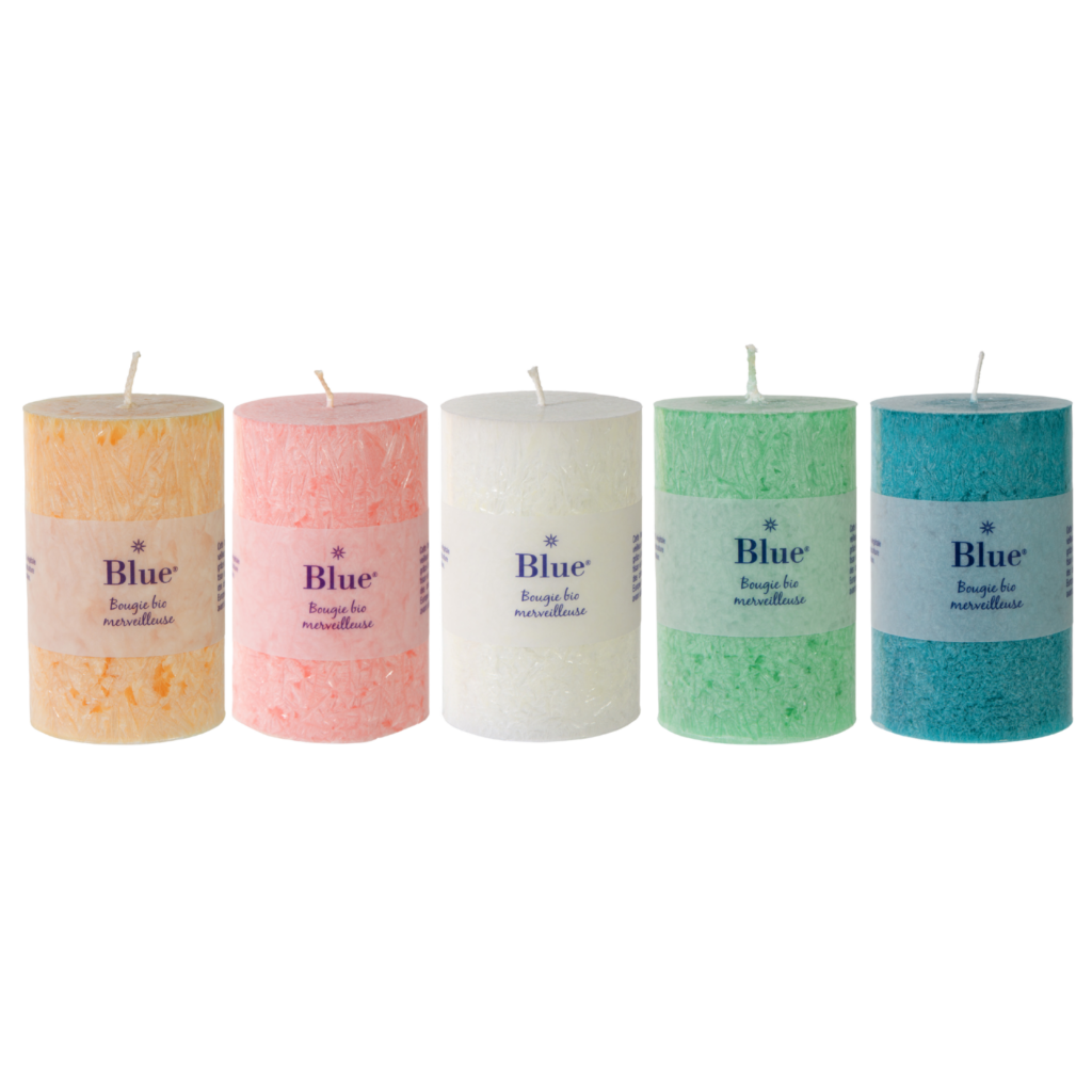 Bougie cylindre couleur boréale assortie
