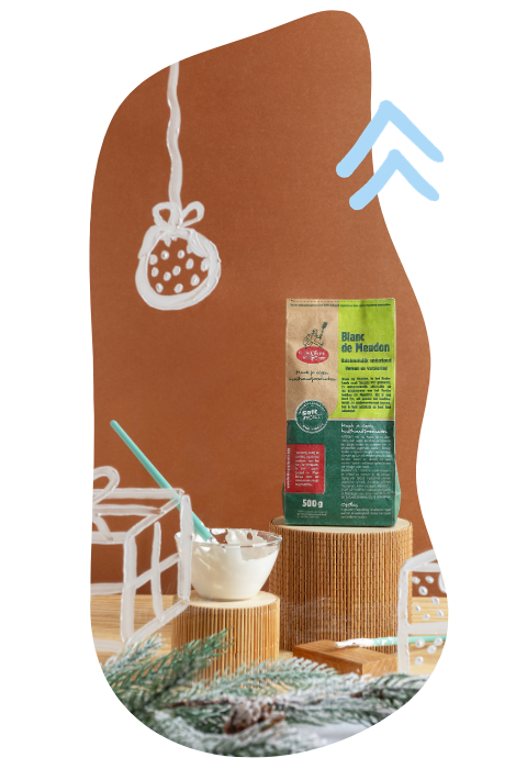 Dessins de guirlandes et de cadeaux créé en Blanc de Meudon, dans le fond se trouve un sachet de Blanc de Meudon - Grand Beau
