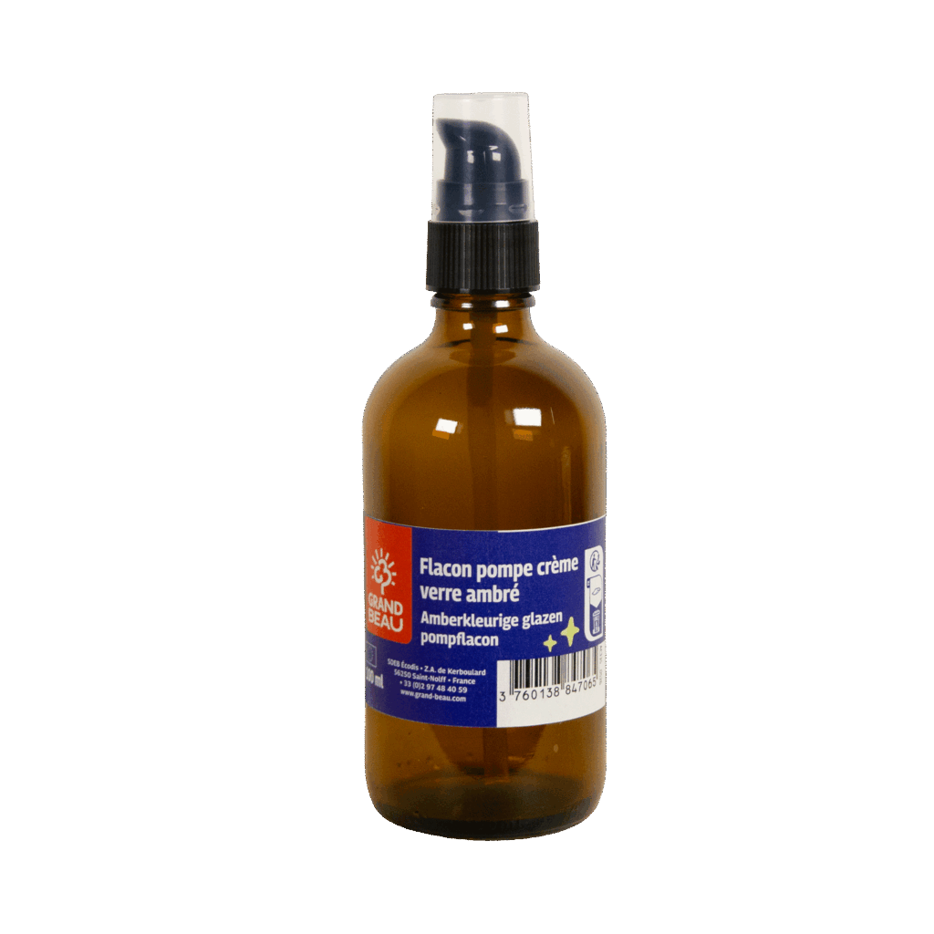 Flacon pompe crème en verre ambré